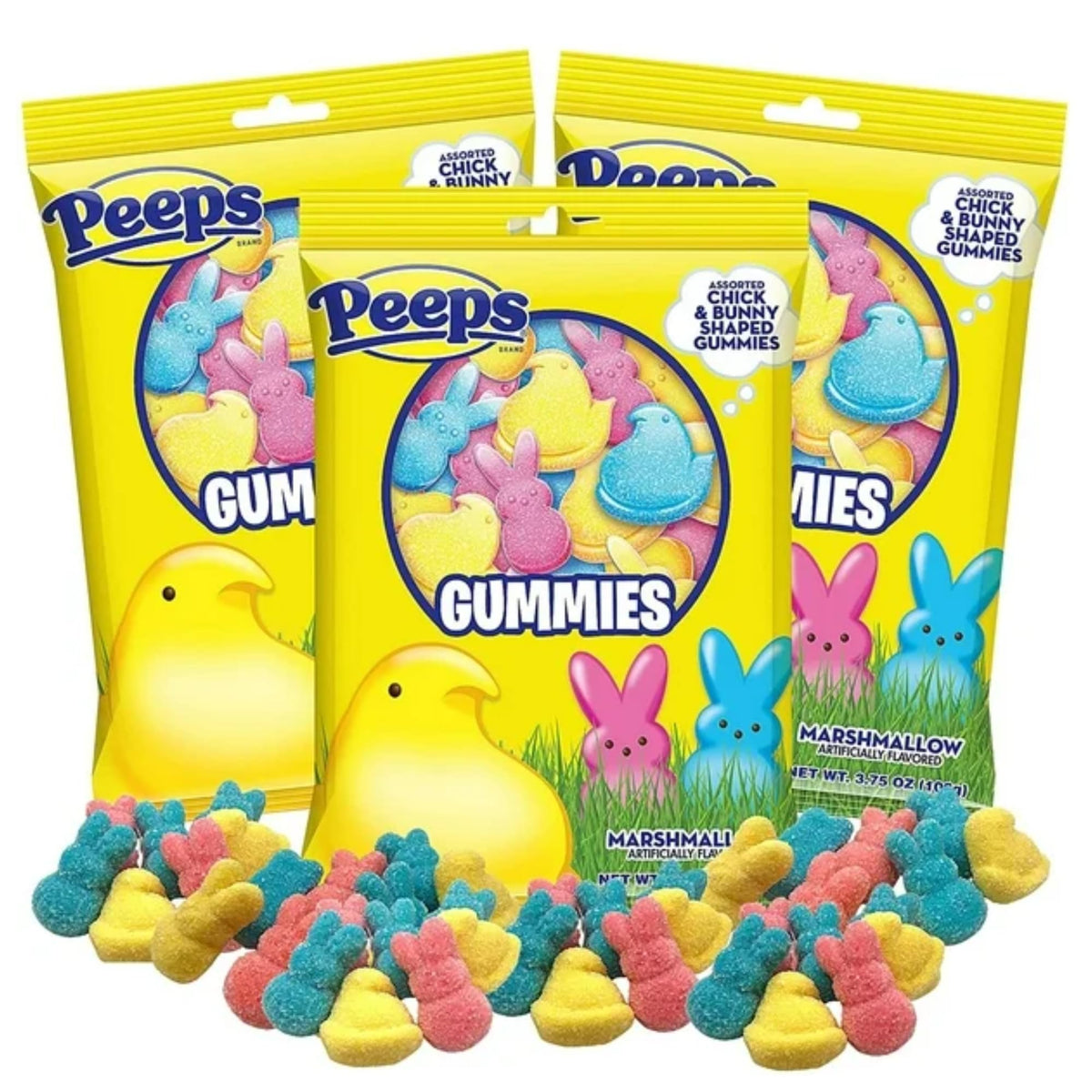 Sweetzo Easter Peeps Gummies bunny closeup highlighting chewy texture and festive flavor.