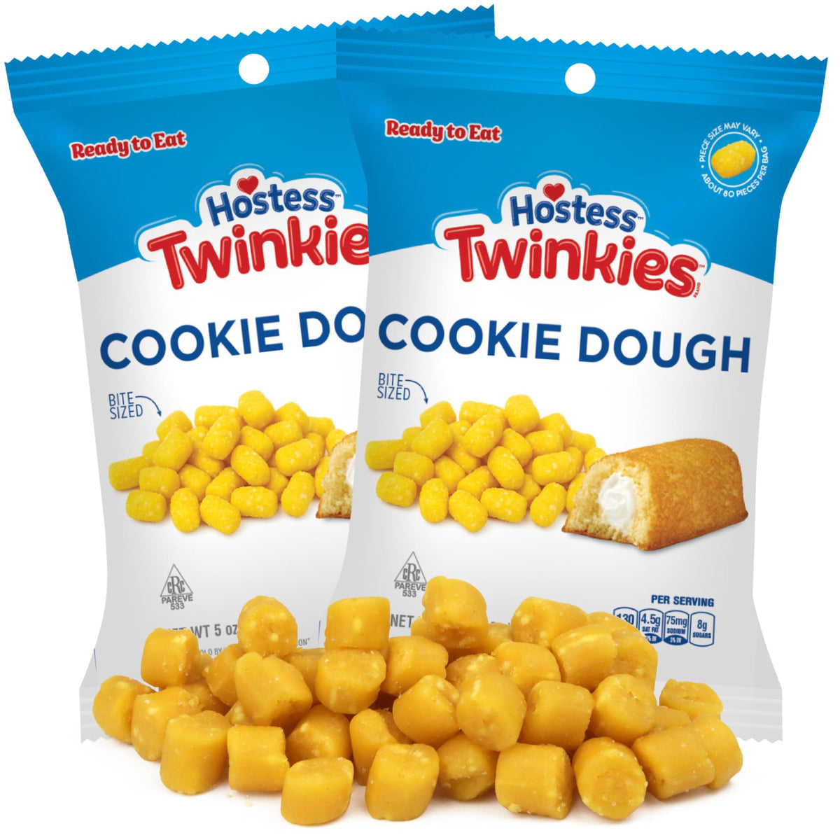 Sweetzo Edible Twinkies cookie dough bites in two 5 oz bags, ready to enjoy.