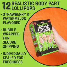 Sweetzo foot-shaped lollipop with creepy charm for trick-or-treat.