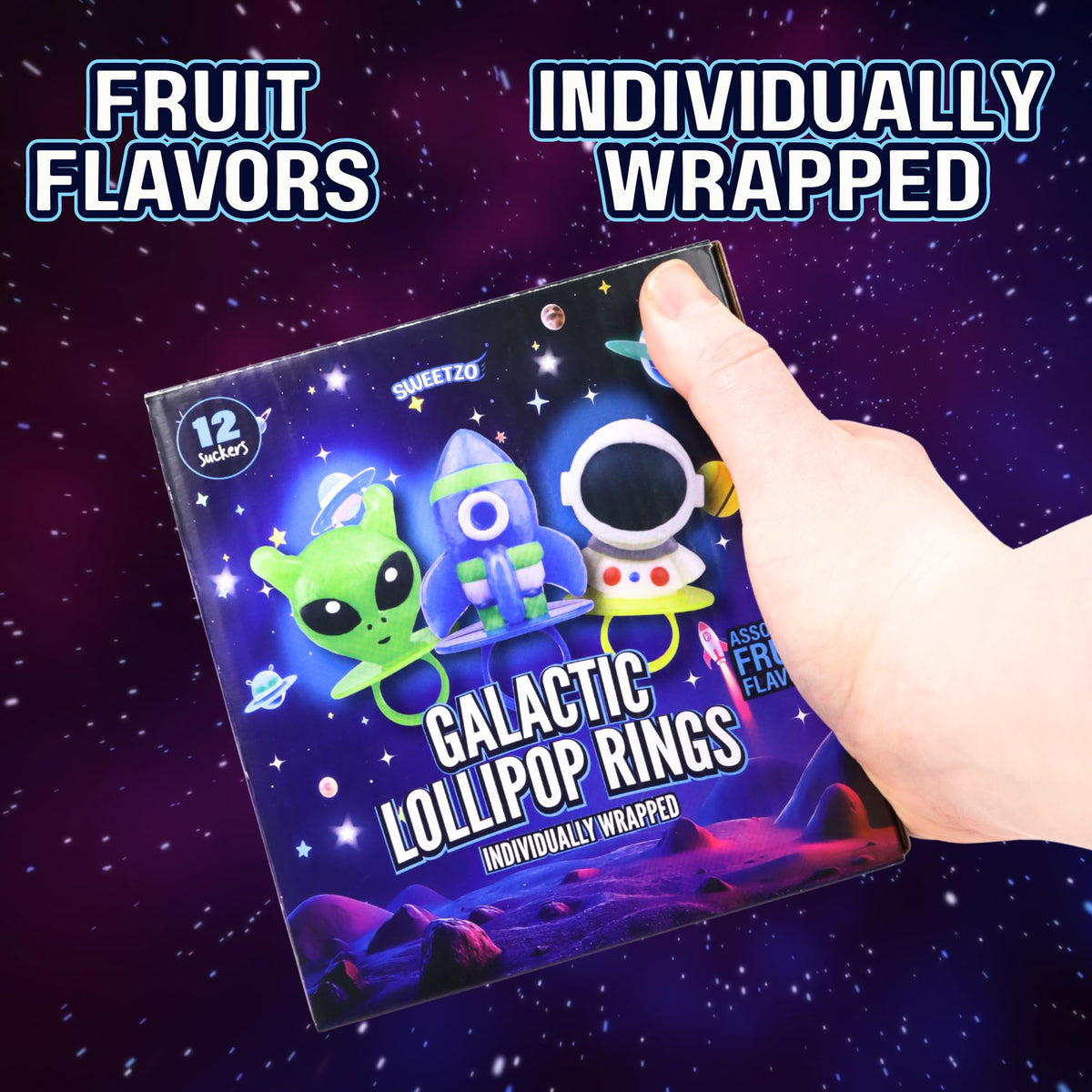 Sweetzo Galactic Lollipop Ring To/From label supports gifting and easy organization.