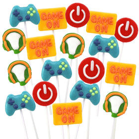 Sweetzo Gamer Lollipops box detail showing packaging and quantity.