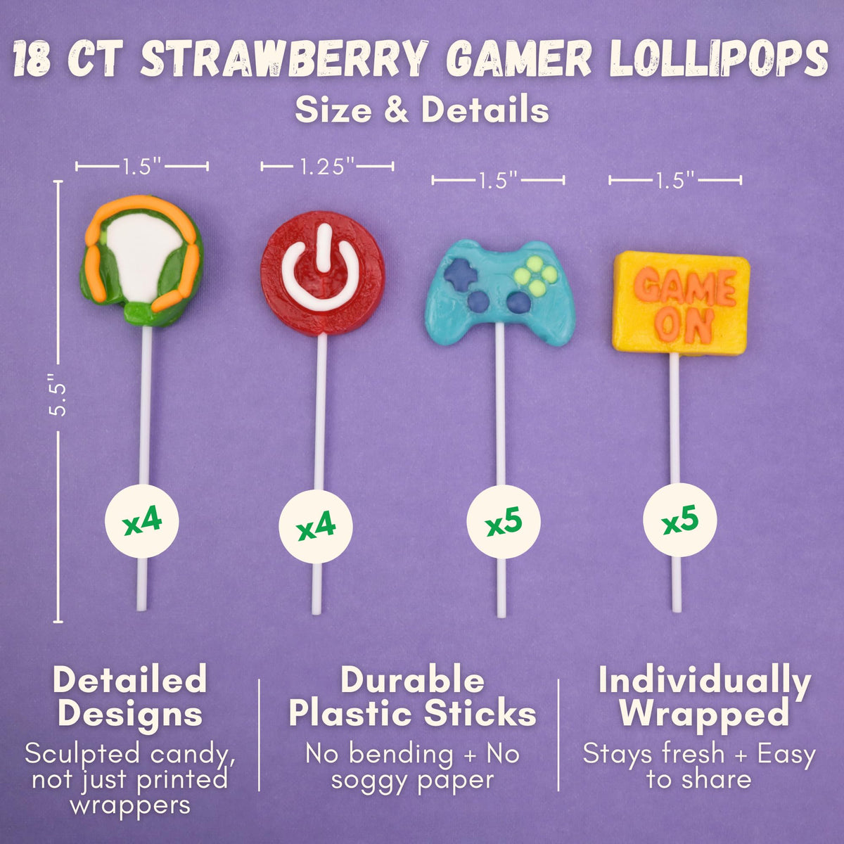 Sweetzo Gamer Lollipops controller shape enhances candy table visuals.