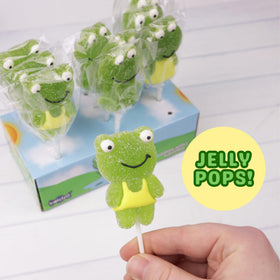 Sweetzo individually wrapped frog jelly pops ready to share at events