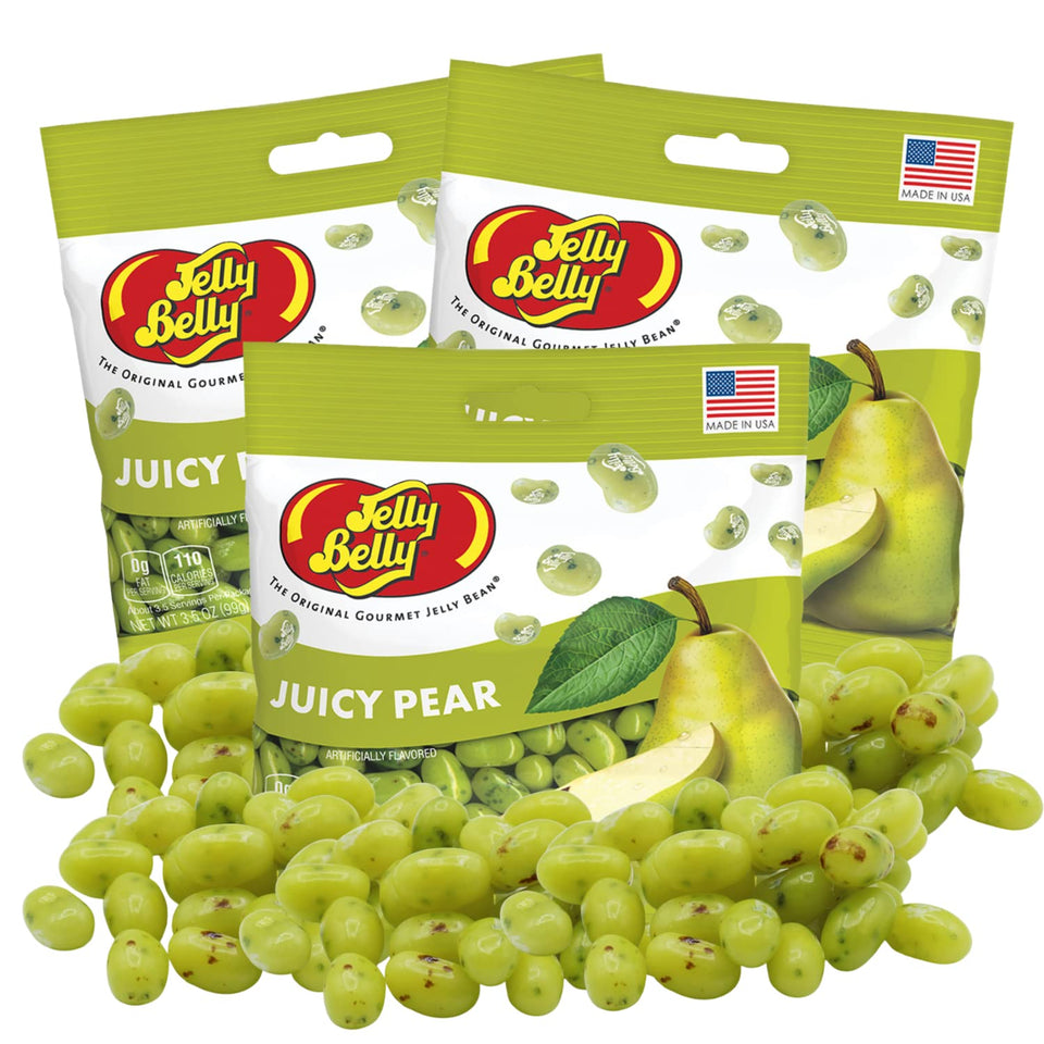 Sweetzo Juicy Pear jelly beans with a glossy shell delivering bright pear flavor.