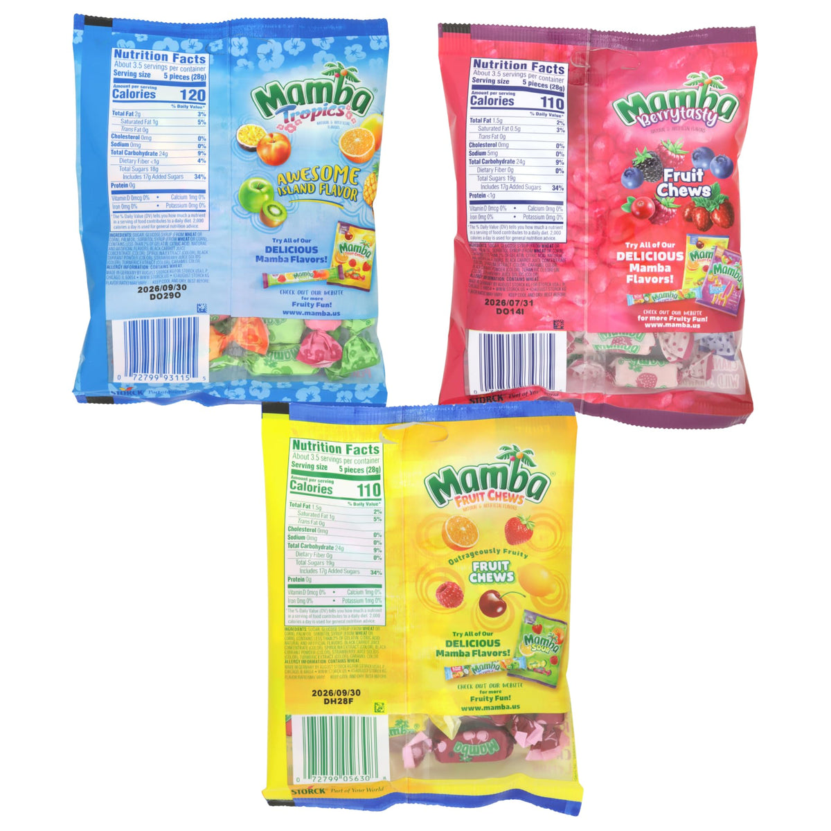 Sweetzo Mamba Fruit Chews Variety Pack back view showing packaging for gifting