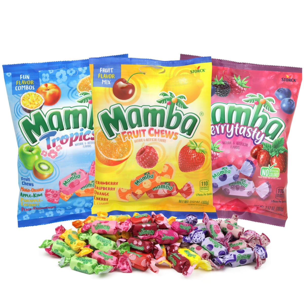 Sweetzo Mamba Fruit Chews Variety Pack front view ideal for on the go snacking