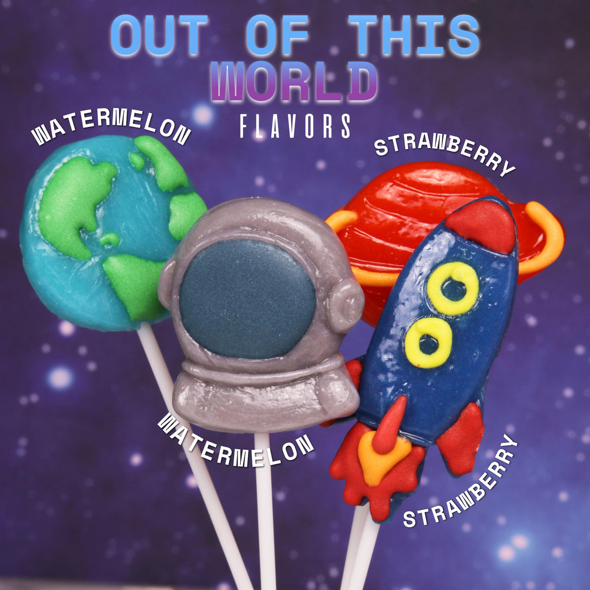 Sweetzo Space Lollipops variety pack includes 18 individually wrapped treats.