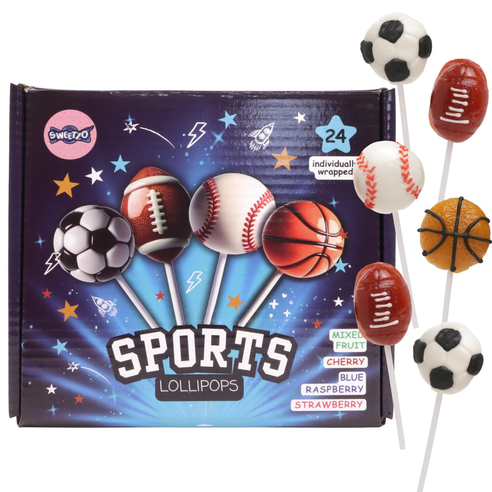 Sweetzo Sports Candy Lollipops basketball design, ideal for game-day treats and party favors.