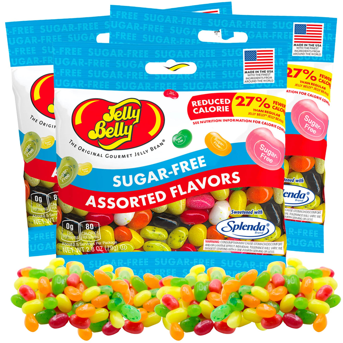 Sweetzo Sugar Free Jelly Beans three-pack ready for sharing