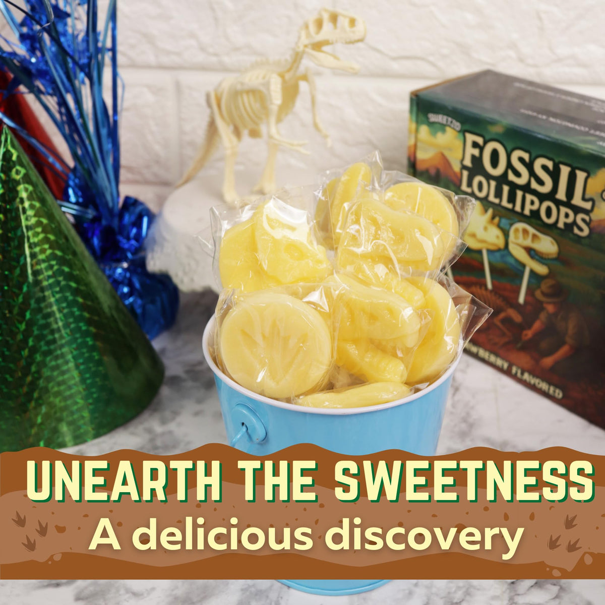 Sweetzo treat bag-ready dino suckers for favors and smiles.