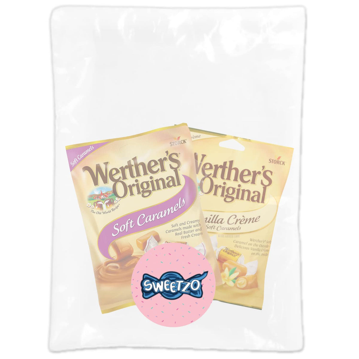 Sweetzo Vanilla Creme soft chews close-up, creamy texture with real butter.