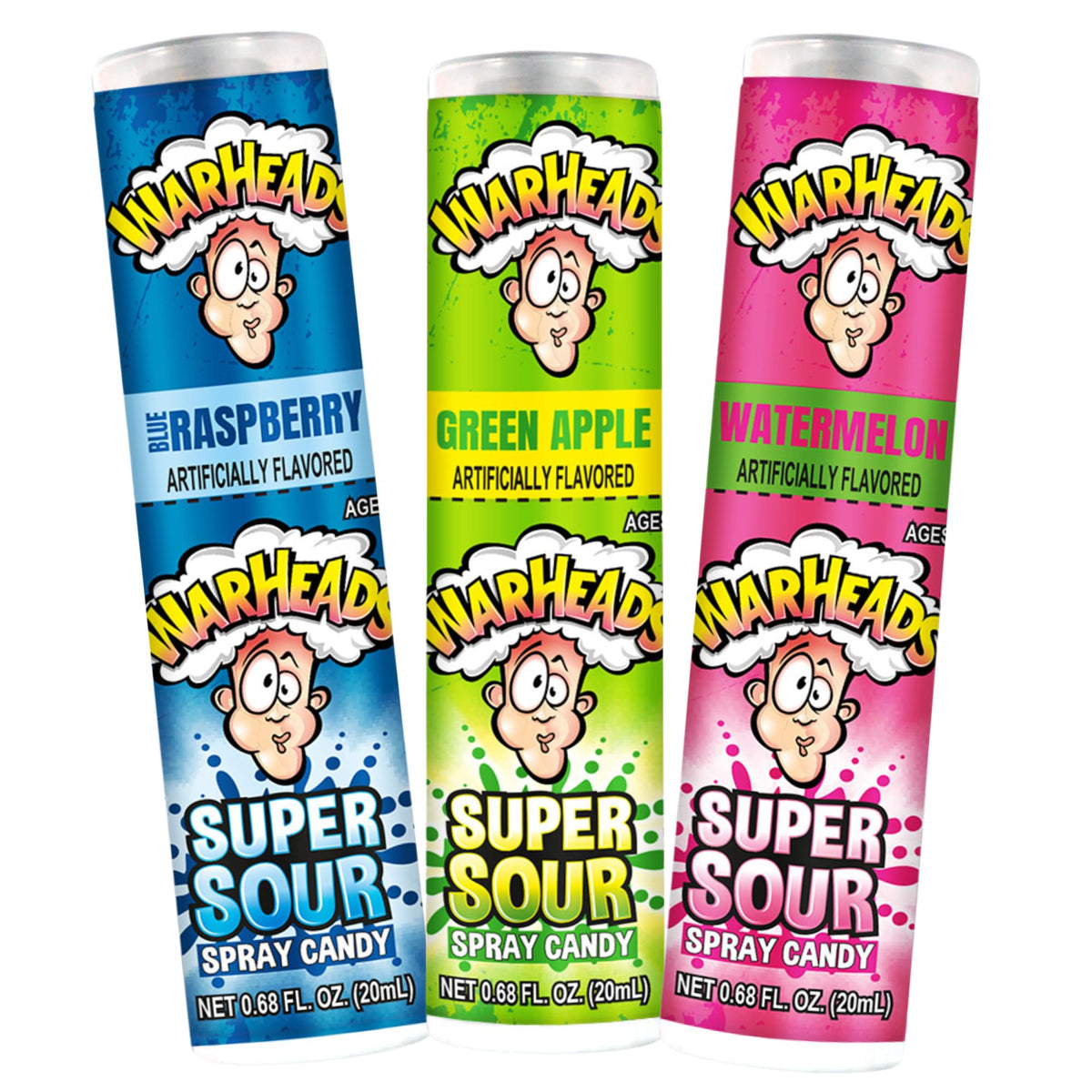 Sweetzo Warheads sour spray bottle blue raspberry flavor for bold party fun.