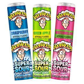 Sweetzo Warheads sour spray bottle blue raspberry flavor for bold party fun.
