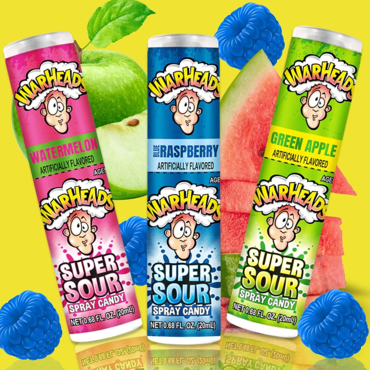 Sweetzo Warheads sour spray bottle green apple flavor for gathering.