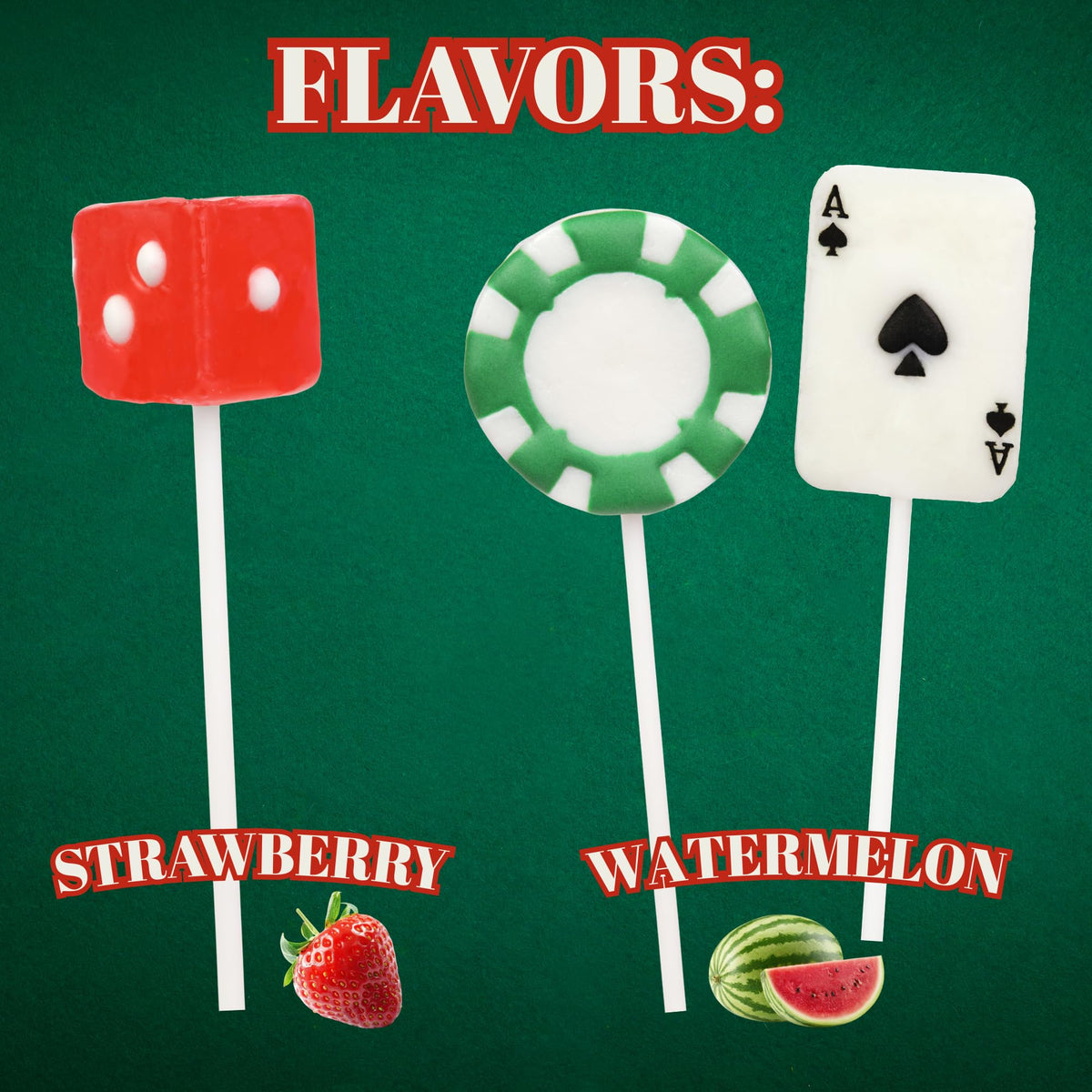 Sweetzo watermelon poker chip lollipops provide refreshing taste with casino flair.