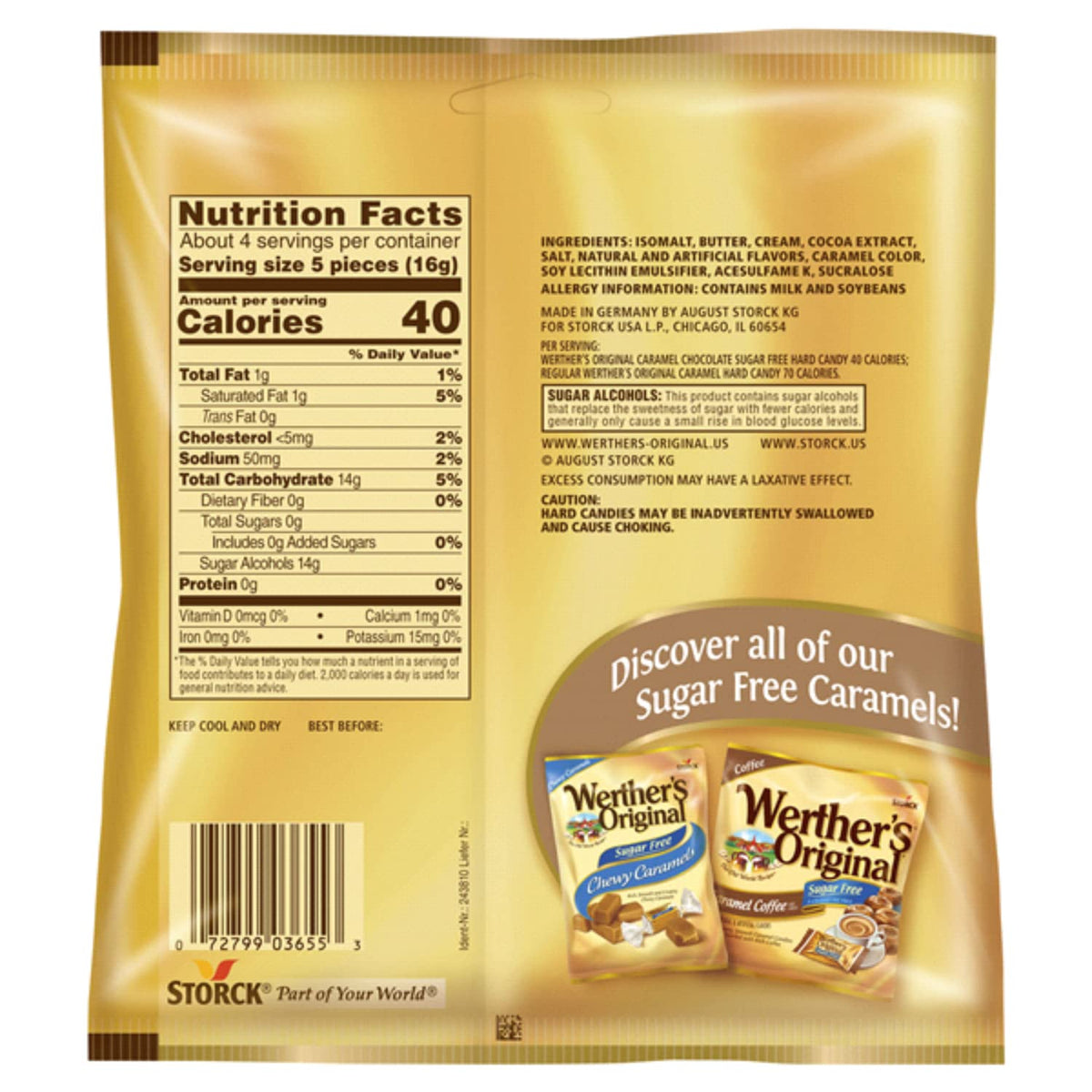 Sweetzo Werther's Original sugarfree candies in a gift basket display idea.