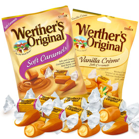 Sweetzo Werther's Vanilla Creme soft chews wrapped, ideal for party favors.