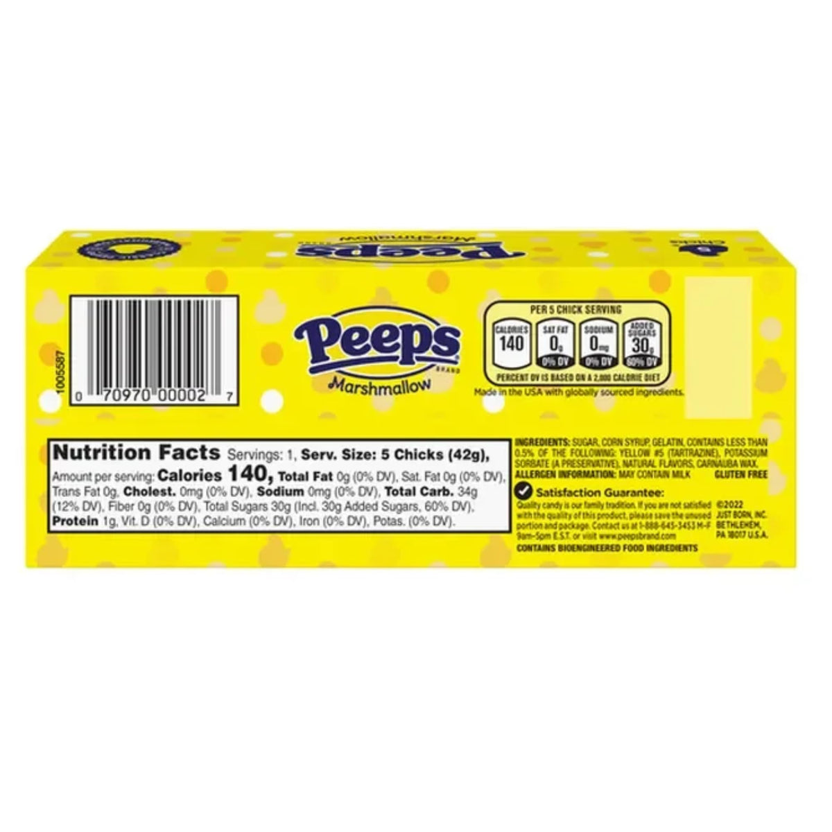 Sweetzo Peeps yellow marshmallow chicks in sleeves packaging