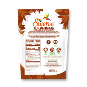 Swerve measuring spoon portioning brown sugar substitute for baking.