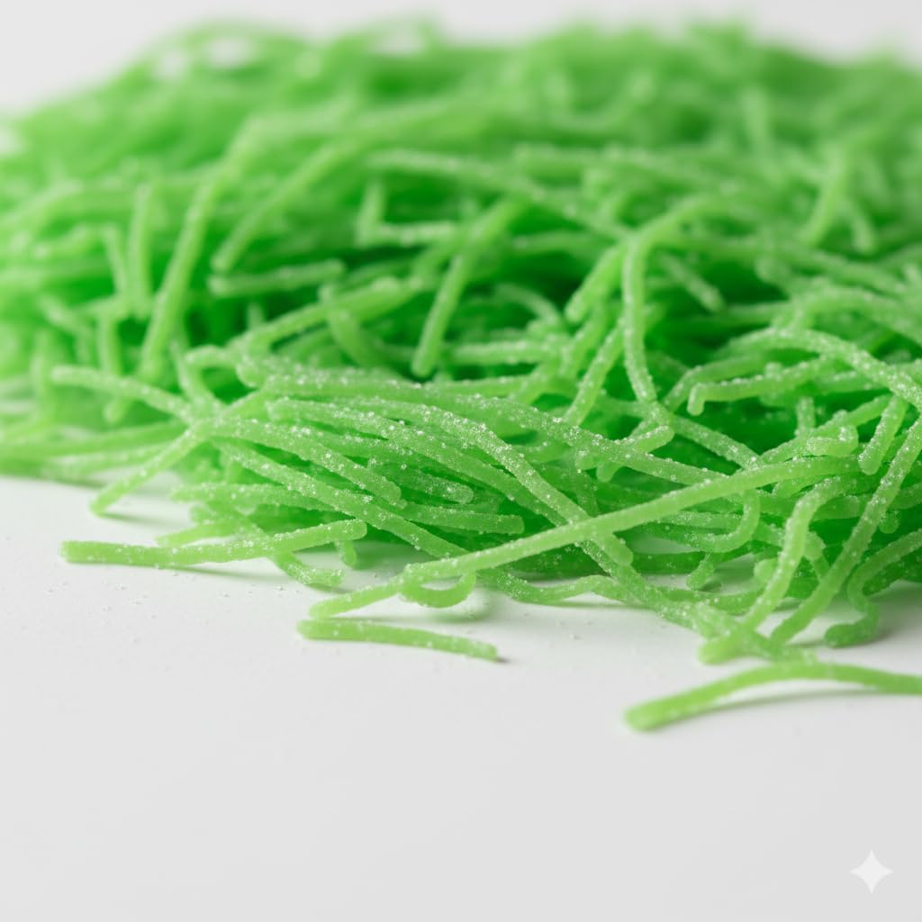 Swirlee Pop edible grass strands used as cupcake toppers and nest decorations.