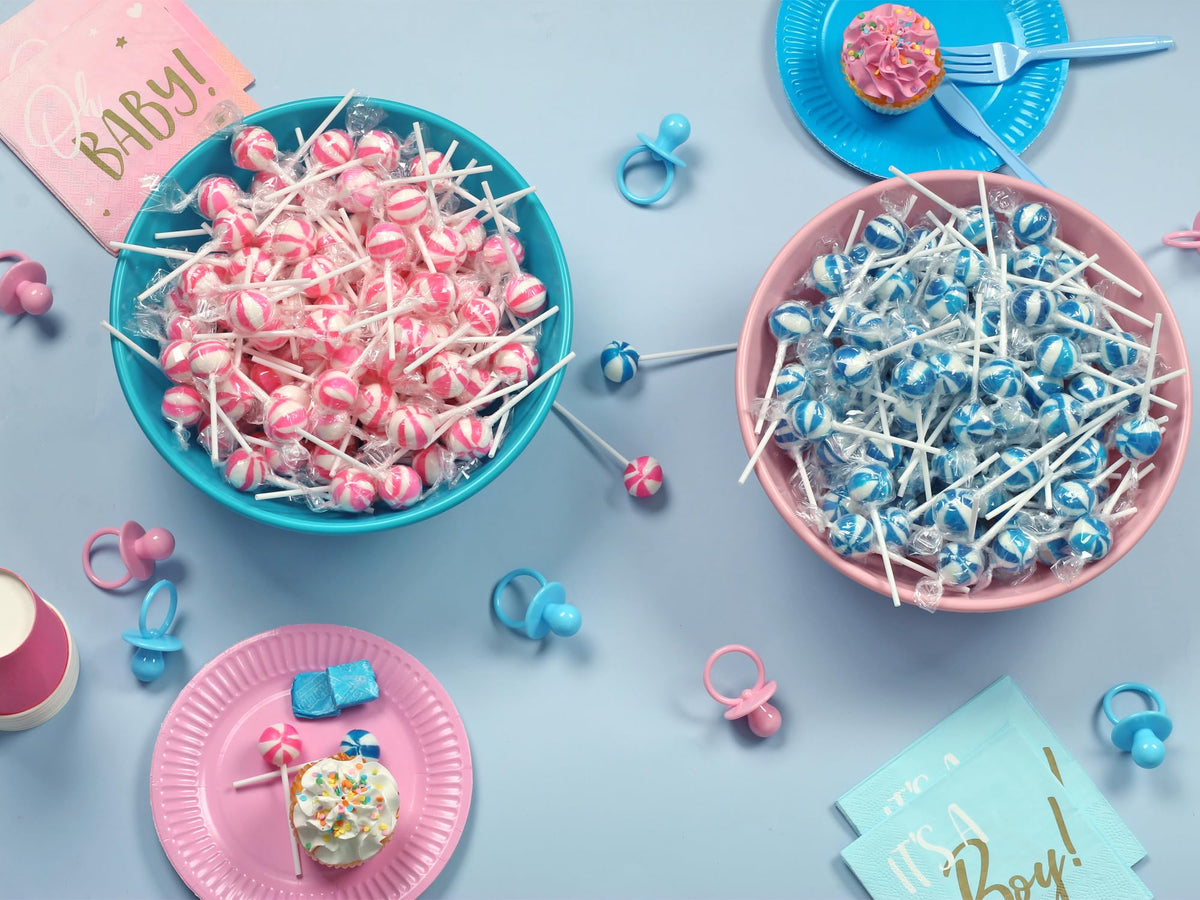 SWIRLEEY candy buffet display enhances pink and white color-coordinated setups