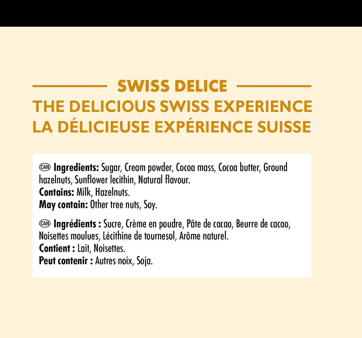 Close-up of creamy melt and smooth texture from Swiss Delice chocolate.