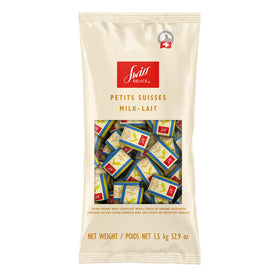 Swiss Delice extra creamy milk chocolate pieces wrapped individually, ideal for sharing.