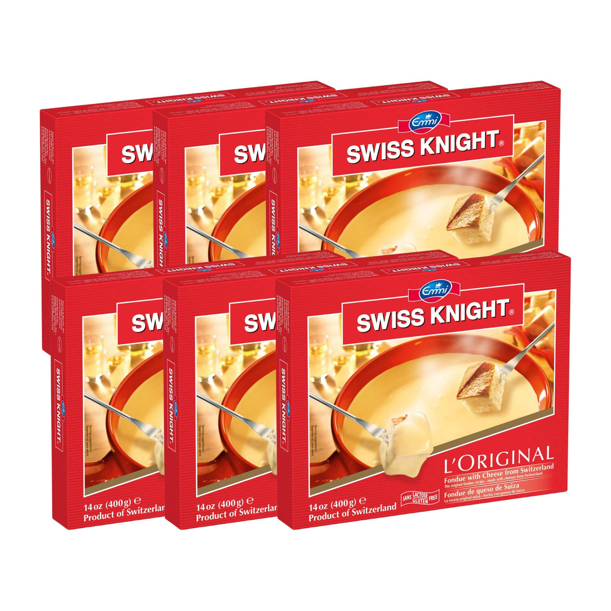 Swiss Knight Cheese Fondue 14oz 6pk melts smoothly for effortless entertaining.
