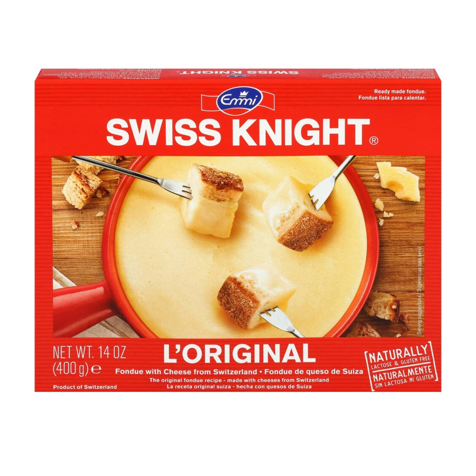Swiss Knight L’Originale fondue bottle ready to heat for cozy gatherings
