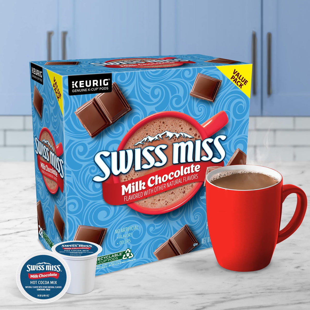 Cocoa mug on a cozy kitchen counter ready to savor