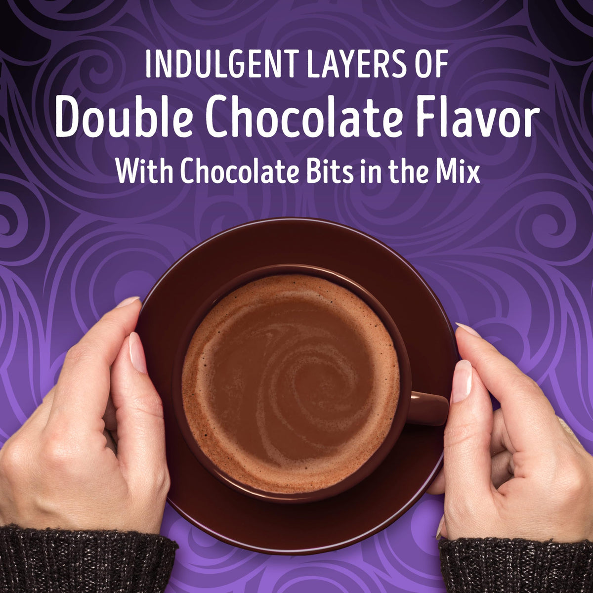 Swiss Miss hot cocoa mix with chocolate bits dissolves smoothly in milk