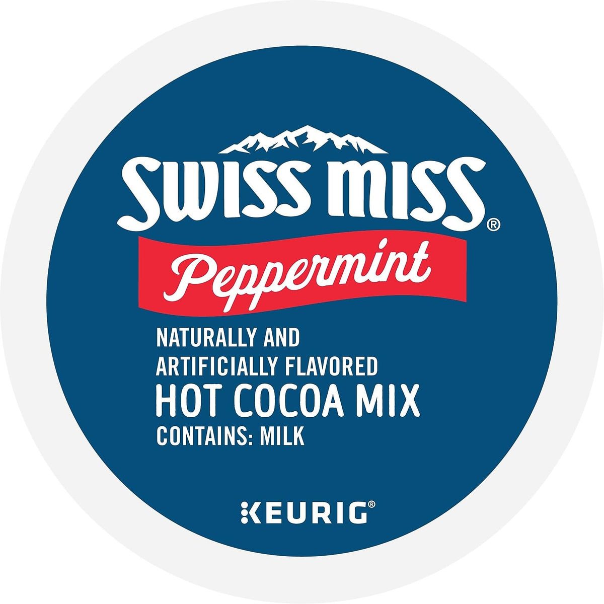 Steaming cup of Swiss Miss cocoa with peppermint aroma.