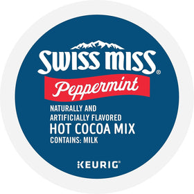 Steaming cup of Swiss Miss cocoa with peppermint aroma.