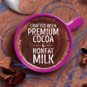 Swiss Miss Indulgent Dark Chocolate Hot Cocoa envelopes closeup showing convenient packets