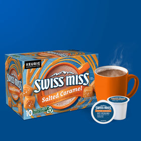 Swiss Miss cocoa pod ready to brew in a Keurig machine.