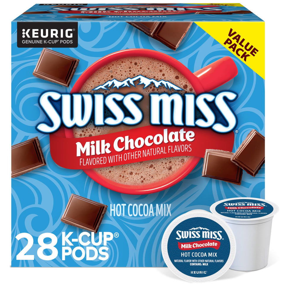 Swiss Miss milk chocolate hot cocoa K-Cup pod for quick indulgence