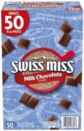 Swiss Miss milk chocolate hot cocoa packets ready for a comforting cup.