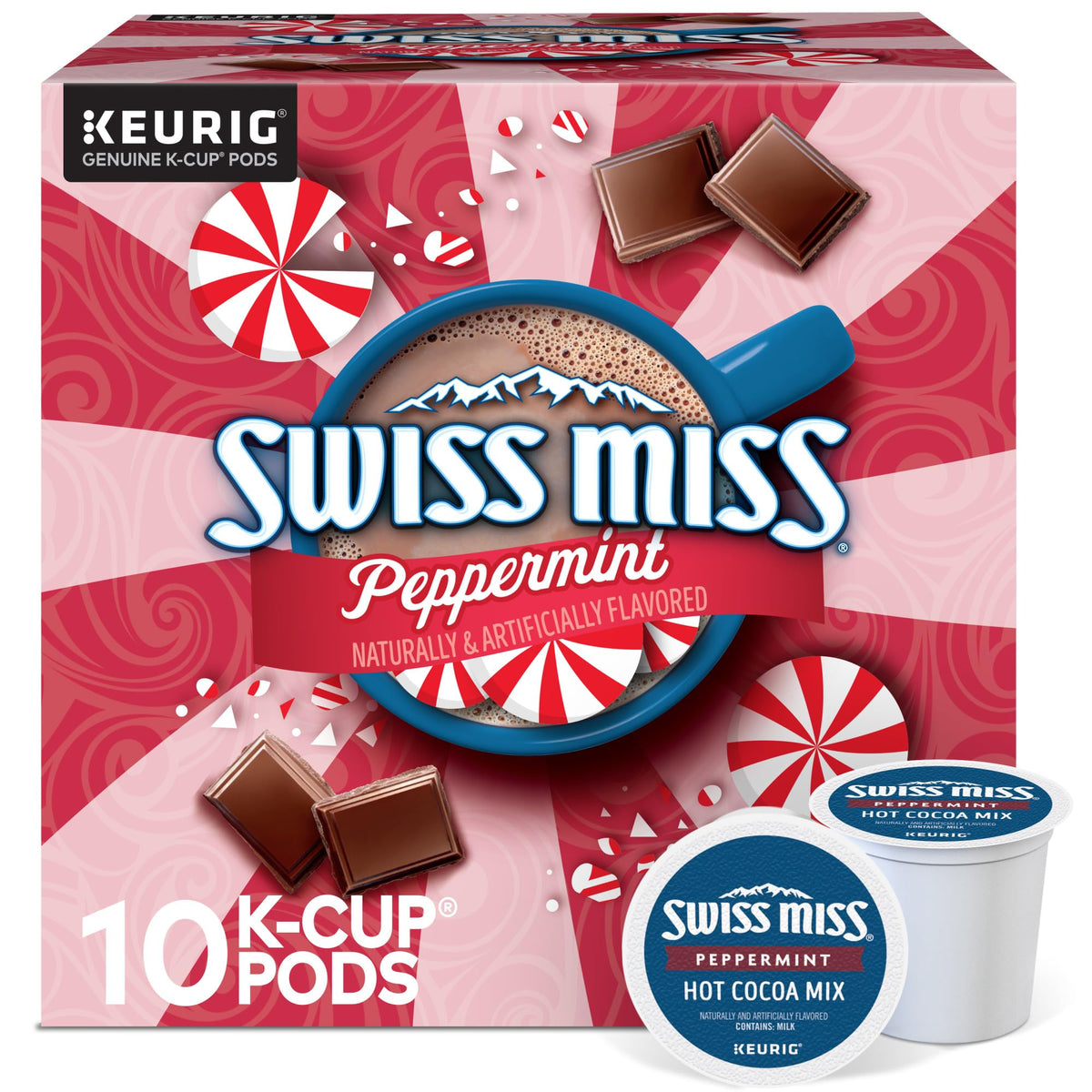 Swiss Miss Peppermint Hot Cocoa K-Cup Pod ready for a quick, comforting treat