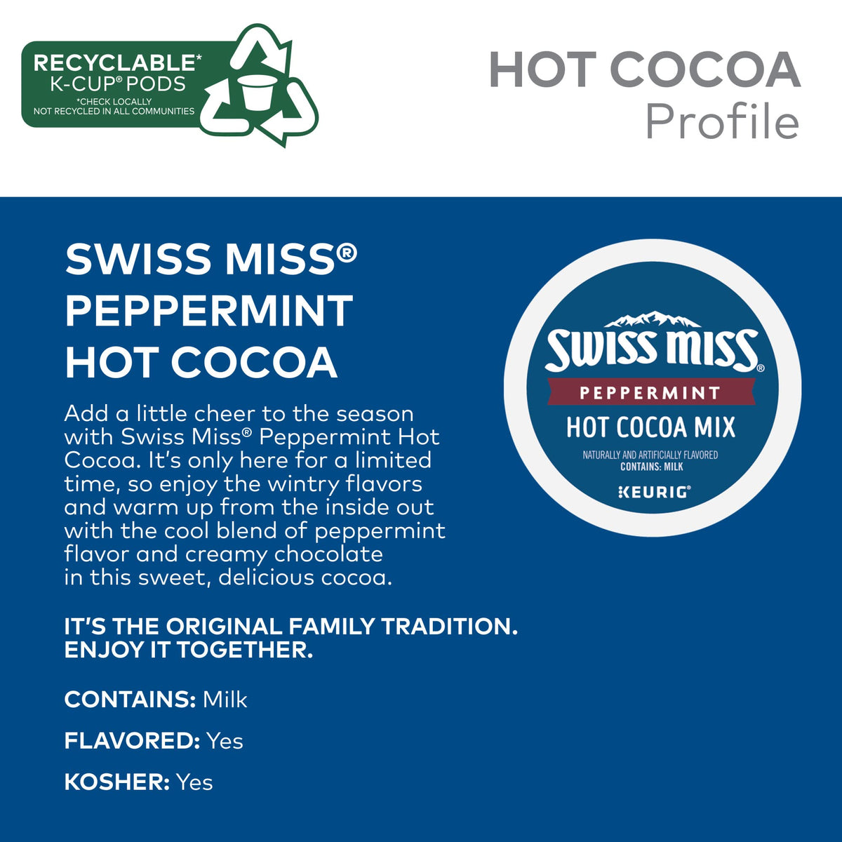 Peppermint twist with creamy chocolate in Swiss Miss cocoa