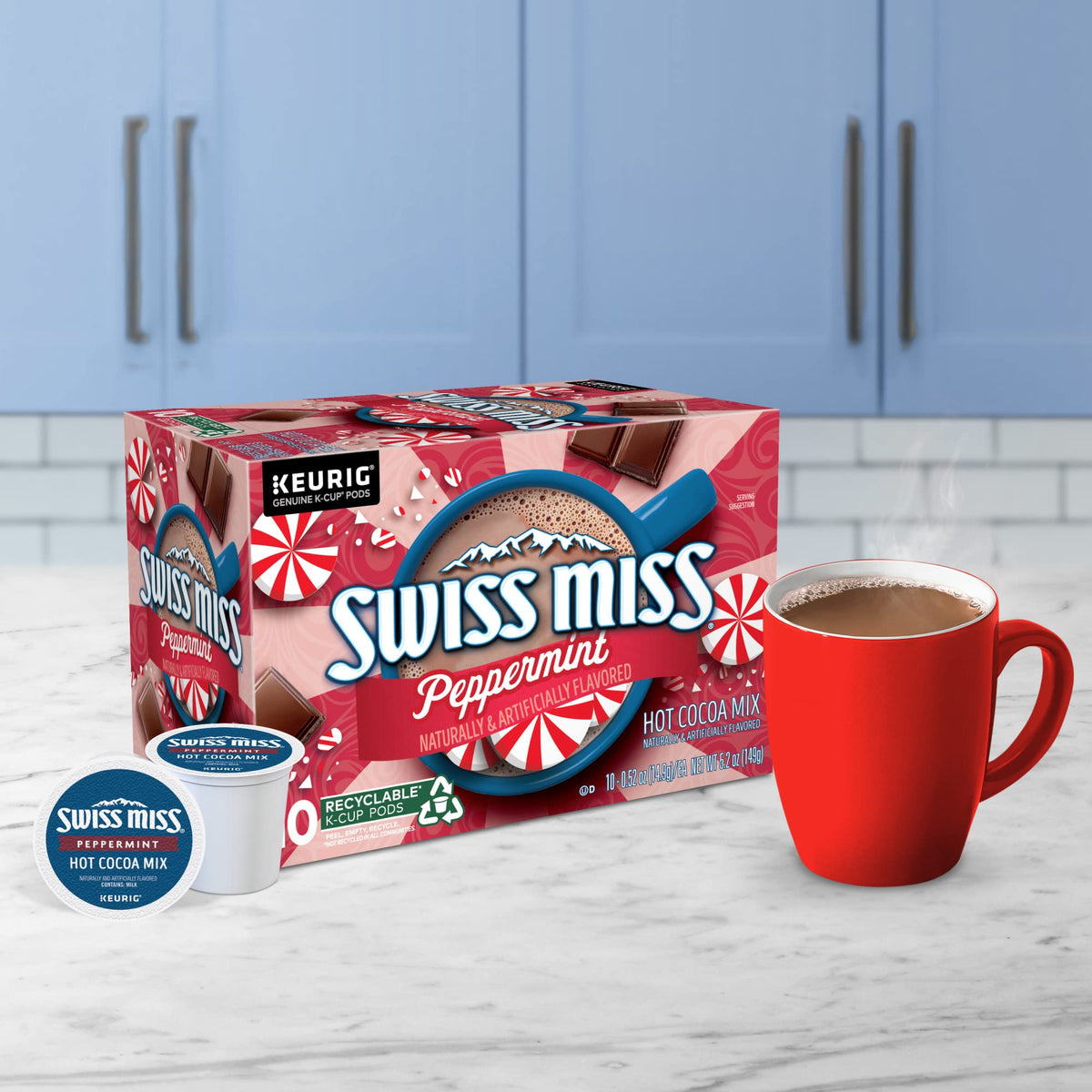 Winter scene with Swiss Miss Peppermint Hot Cocoa for at-home warmth