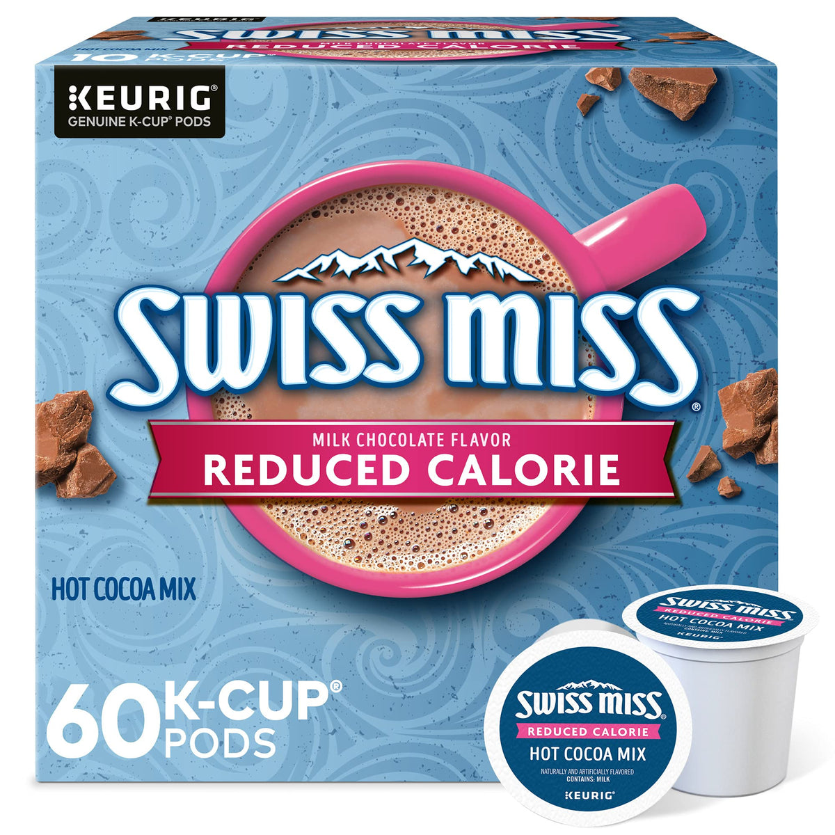 Swiss Miss reduced-calorie hot cocoa box for 60 servings.