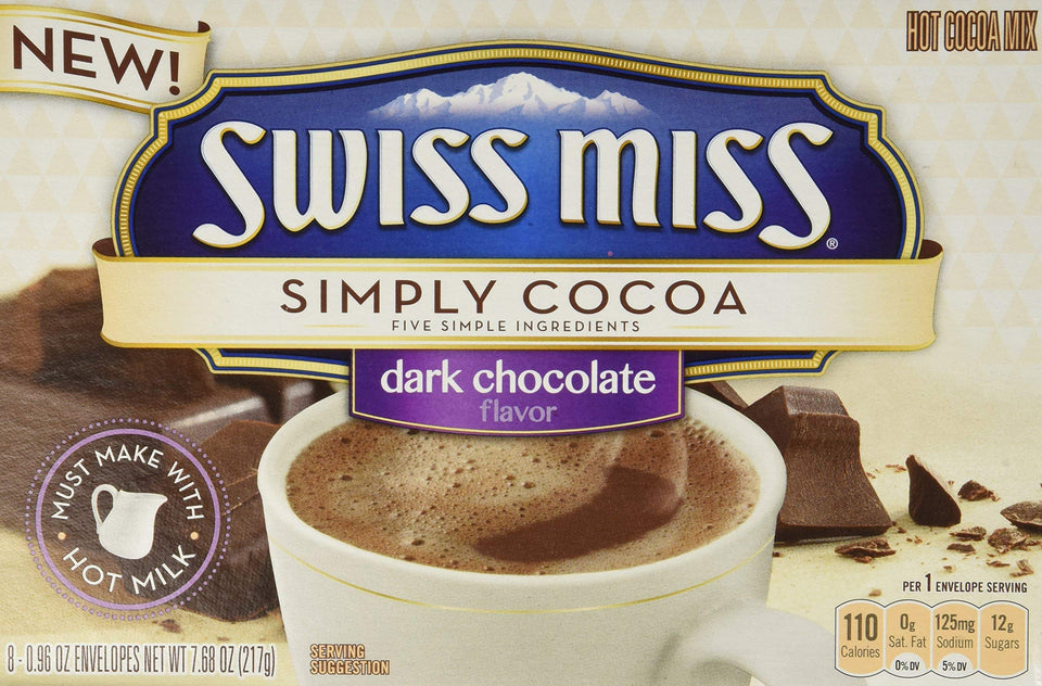 Swiss Miss Simply Cocoa dark chocolate hot cocoa mix packets for cozy, comforting drinks