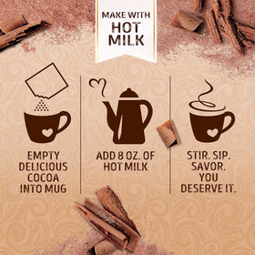 Swiss Miss Simply Cocoa store display, convenient 12-box stocking for gatherings.