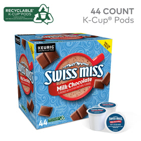 Single-serve Swiss Miss K-Cup pods for quick cocoa moments.