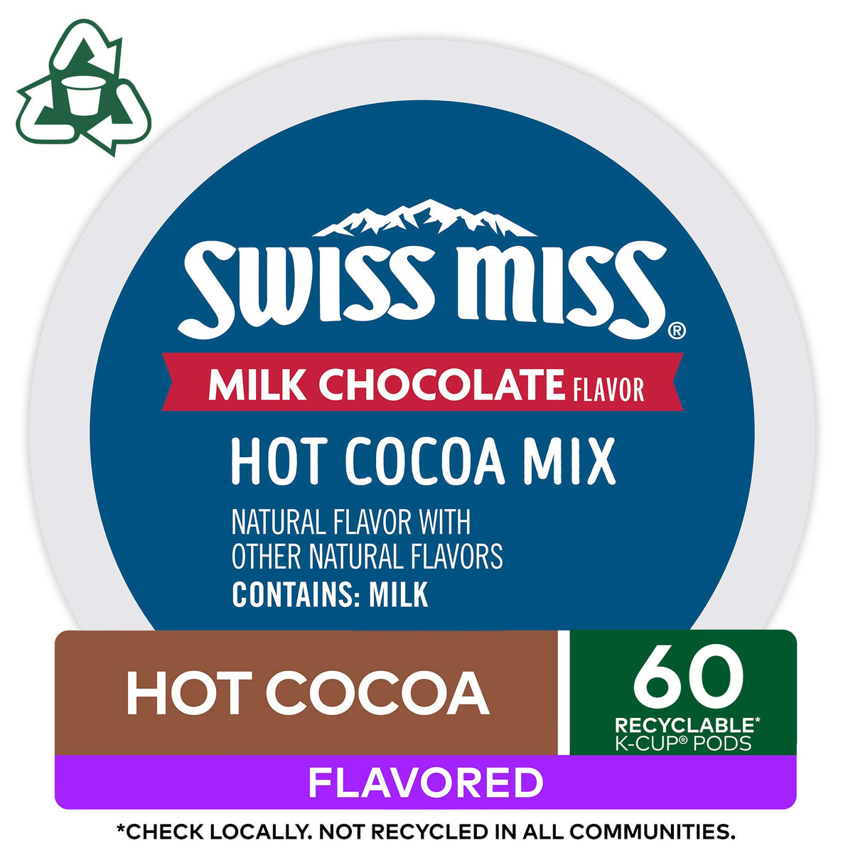 Steaming mug of Swiss Miss cocoa on a cozy table