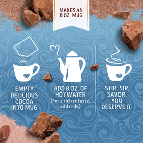 Steaming cup of Swiss Miss cocoa invites cozy relaxation