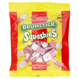 Swizzels Drumstick Squashies three pack shows original raspberry and milk flavor for nostalgia
