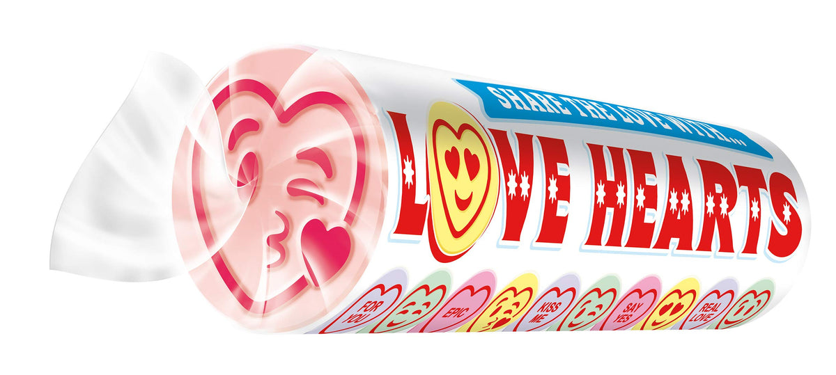 Swizzels Matlow giant love hearts packaging with printed messages ideal for Valentine favors.