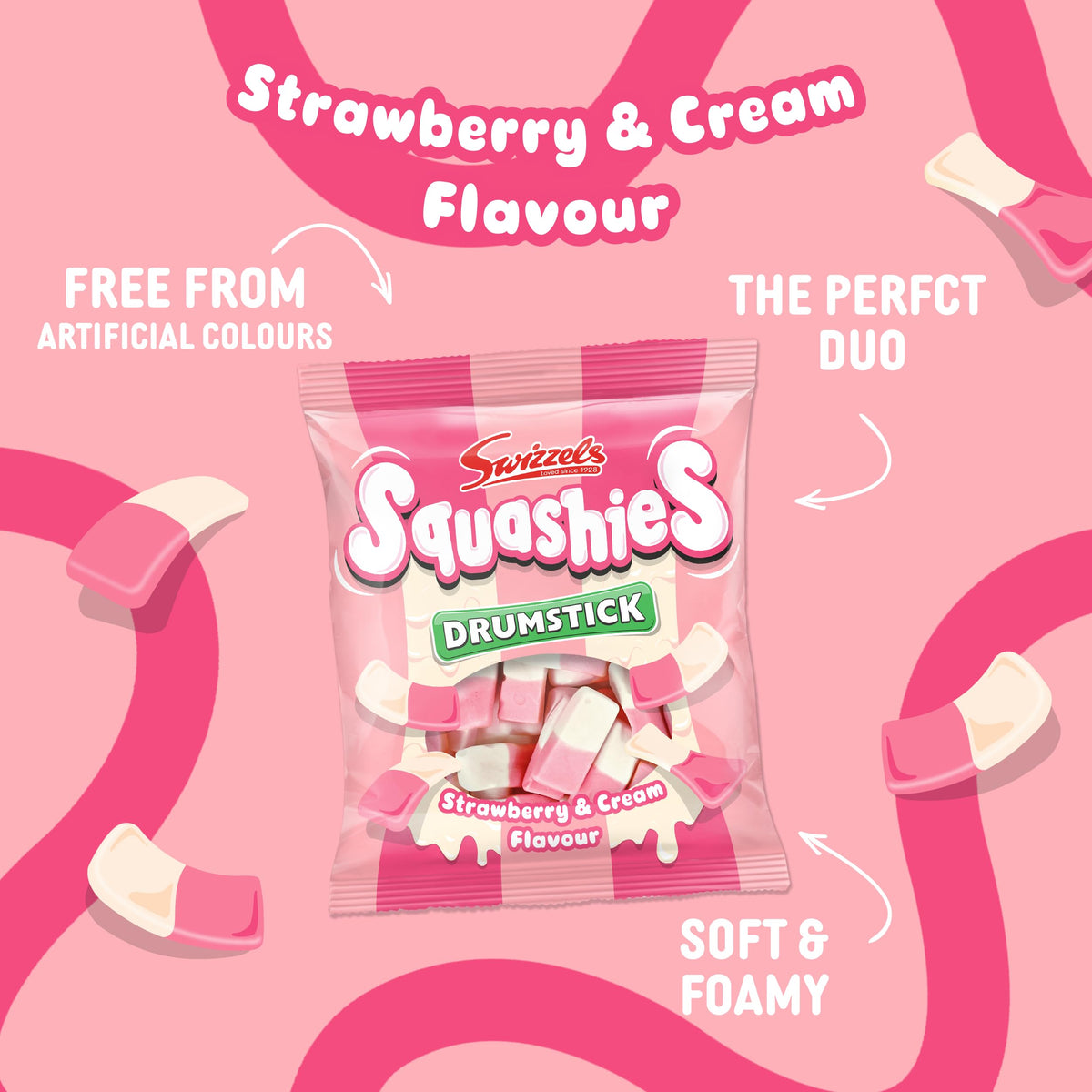 Swizzels Squashies Strawberry & Cream used as party favors for gatherings.