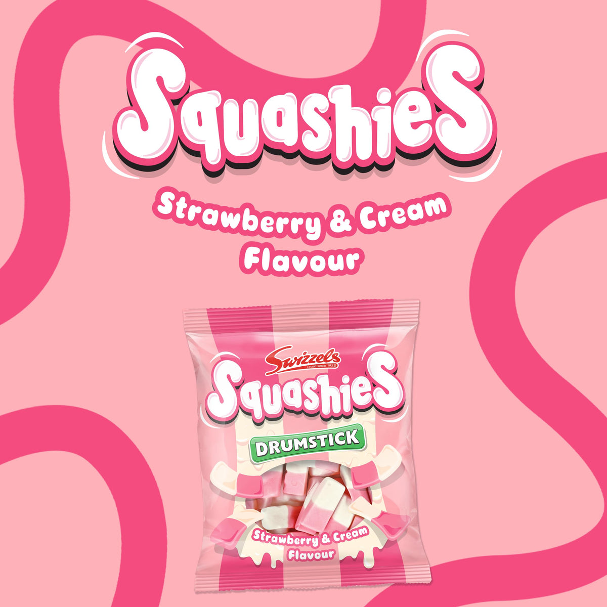 Two-tone pink and white Swizzles Squashies displayed for sharing.